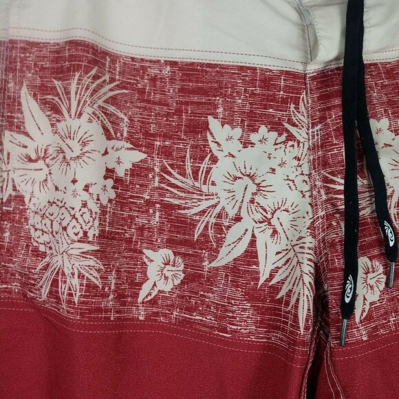 Palmwave Mens Board Shorts 21" Floral Two Toned Swimwear Mesh Pockets Size 34 - Picture 4 of 4